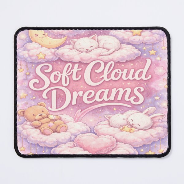 Item preview, Soft Cloud Dreams – Cute Pastel Aesthetic Art with Moon, Stars & Sleepy Friends designed and sold by Artflare Studio.