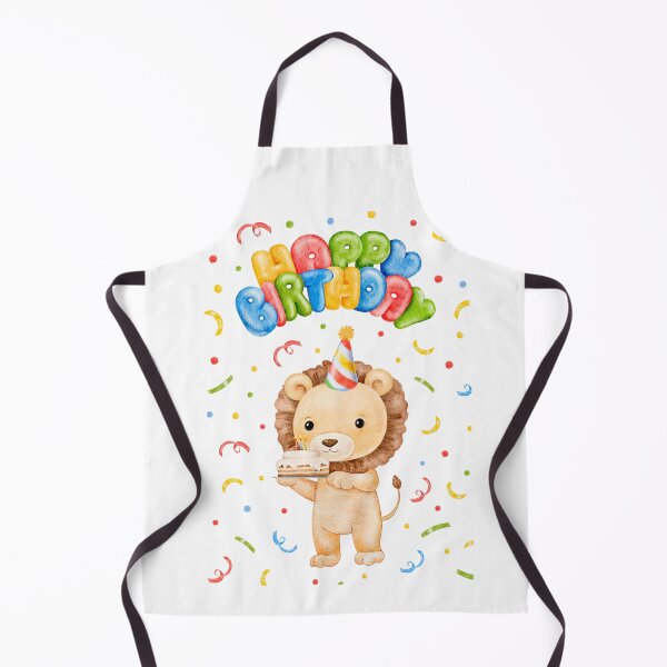 Item preview, watercolor Happy Birthday postcard with cute baby lion with a cake and confetti, hand drawn illustration for baby's Birthday event greeting card designed and sold by eves_aquadreams.