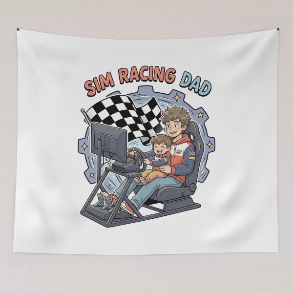 Item preview, Sim Racing Dad Gamer Father Son Racing Simulator Cartoon designed and sold by Fenay Designs.