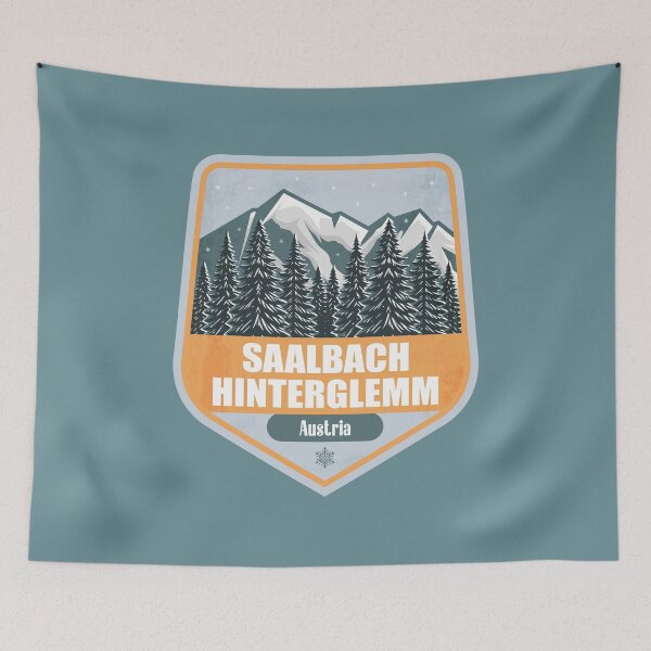 Item preview, Saalbach-Hinterglemm Austria – Snowy Mountain Winter Badge designed and sold by CynthiaGraphics.