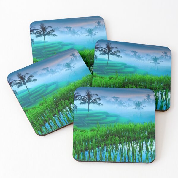 Item preview, Lush Green Rice Terrace in Misty Bali Landscape designed and sold by Artessie.