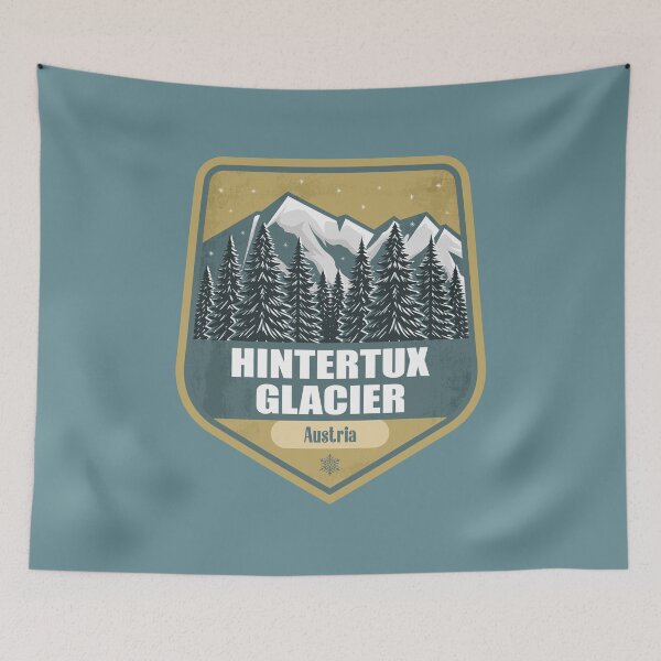 Item preview, Hintertux Glacier Austria – Snowy Mountain Winter Badge designed and sold by CynthiaGraphics.