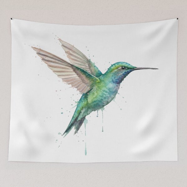 Item preview, Ethereal Watercolor Hummingbird | Vibrant Flight Splash Art | Fluid Nature Illustration designed and sold by Thaliandra.