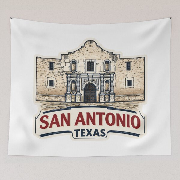 Item preview, The Alamo San Antonio Texas Travel Sticker Vintage Postcard Design designed and sold by Blurbean.