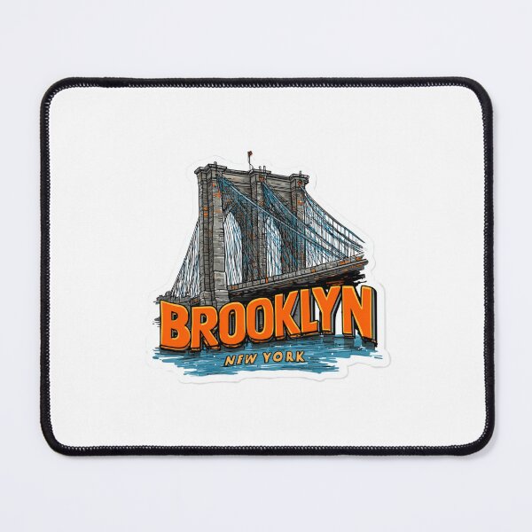 Item preview, Brooklyn Bridge NYC Bold Orange Typography Travel Sticker Urban Design designed and sold by Blurbean.