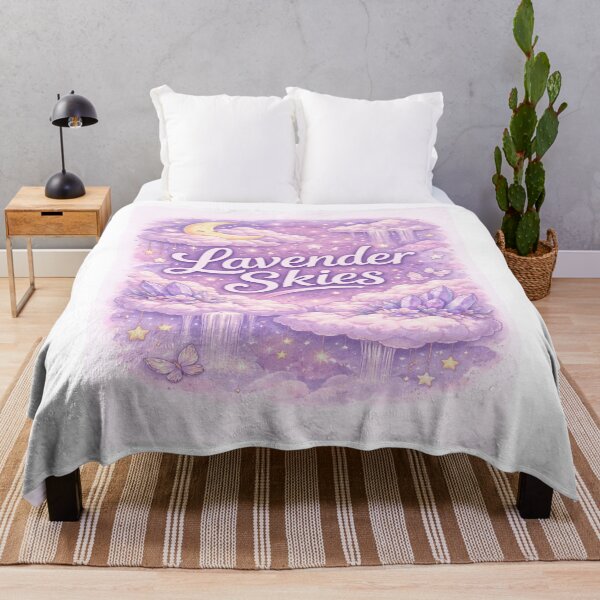 Item preview, Lavender Skies – Dreamy Pastel Aesthetic Art with Clouds, Crystals & Moon designed and sold by Artflare Studio.