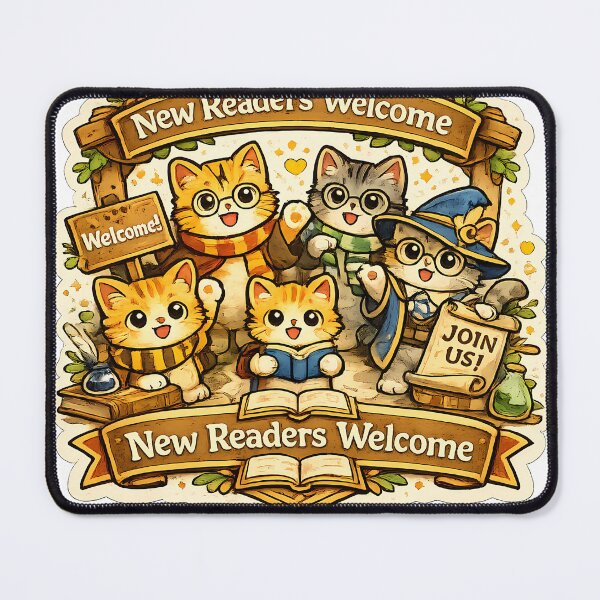 Item preview, New Readers Welcome Bookish Cats Sticker designed and sold by Chytanka.
