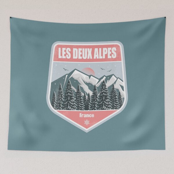 Item preview, Les Deux Alpes France – Snowy Mountain Winter Badge designed and sold by CynthiaGraphics.