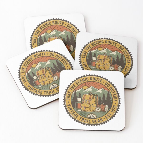 Item preview, Take The Scenic Route – Vintage Trail Gear Hiking Backpack Badge designed and sold by KERK Art and Design.
