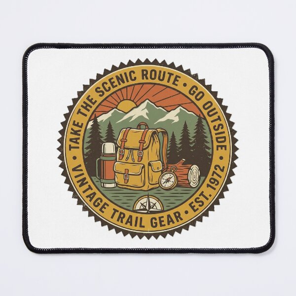 Item preview, Take The Scenic Route – Vintage Trail Gear Hiking Backpack Badge designed and sold by KERK Art and Design.