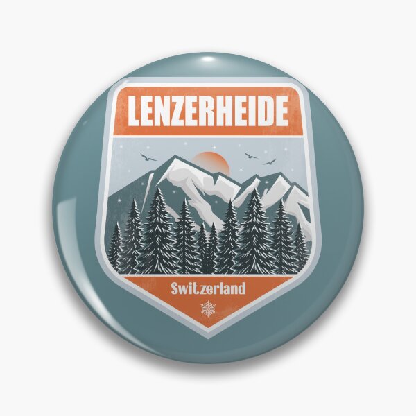 Item preview, Lenzerheide Switzerland – Snowy Mountain Winter Badge designed and sold by CynthiaGraphics.