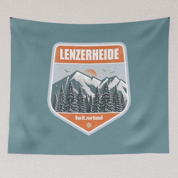 Item preview, Lenzerheide Switzerland – Snowy Mountain Winter Badge designed and sold by CynthiaGraphics.