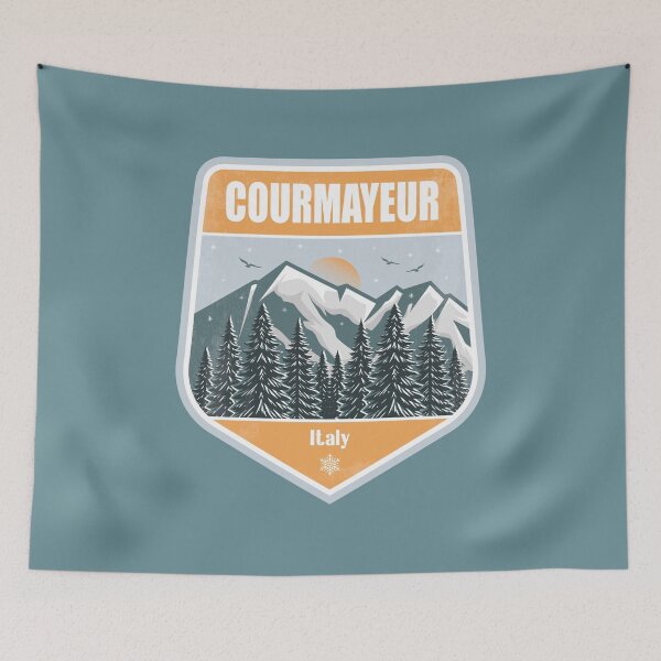 Item preview, Courmayeur Italy – Snowy Mountain Winter Badge designed and sold by CynthiaGraphics.