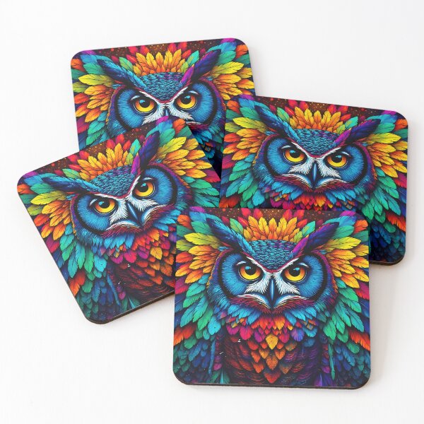 Item preview, Neon Feather Owl – Majestic Fantasy  designed and sold by Neer arts.