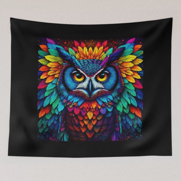 Item preview, Neon Feather Owl – Majestic Fantasy  designed and sold by Neer arts.