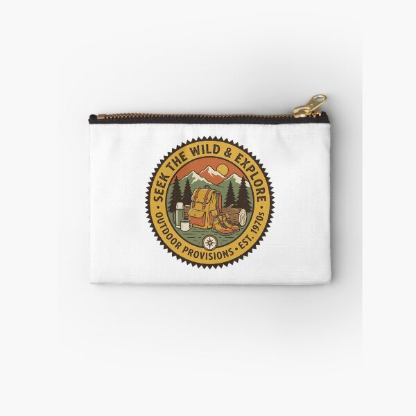 Item preview, Seek The Wild & Explore – Vintage Outdoor Provisions Hiking Badge designed and sold by KERK Art and Design.