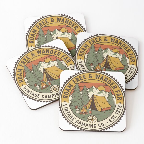 Item preview, Roam Free & Wander Far – Vintage Camping Co. Tent Badge designed and sold by KERK Art and Design.