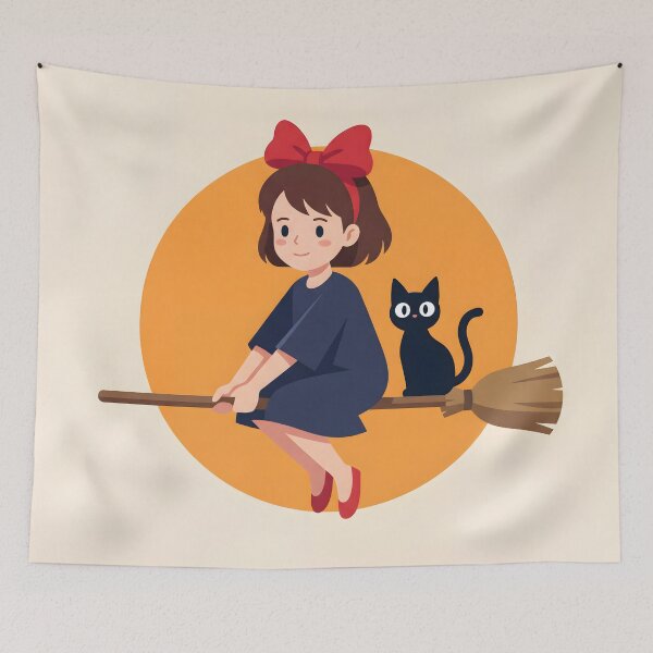 Item preview, Kiki’s Delivery Service Minimalist New Poster – Retro Anime Witch Wall Art designed and sold by AbstractAuraArt.