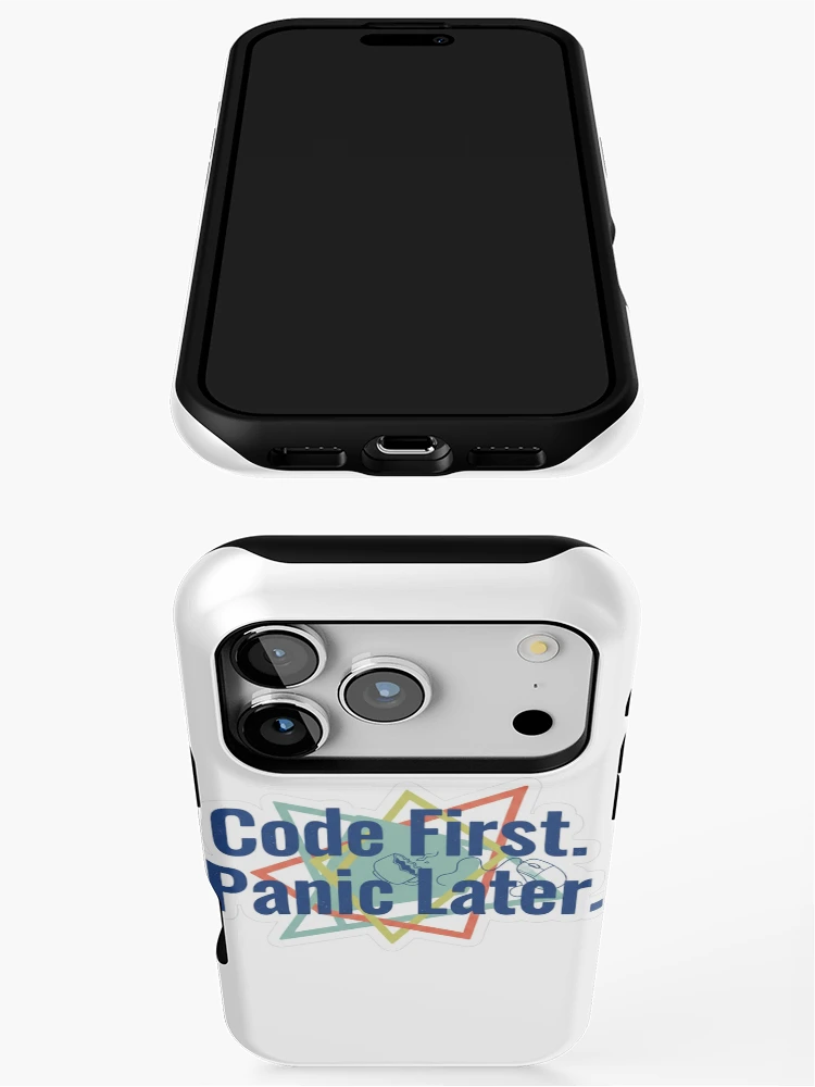 Thumbnail 3 of 4, iPhone Case, Code First Panic Later – Programmer Tech Humor Sticker designed and sold by NextGen Tech.