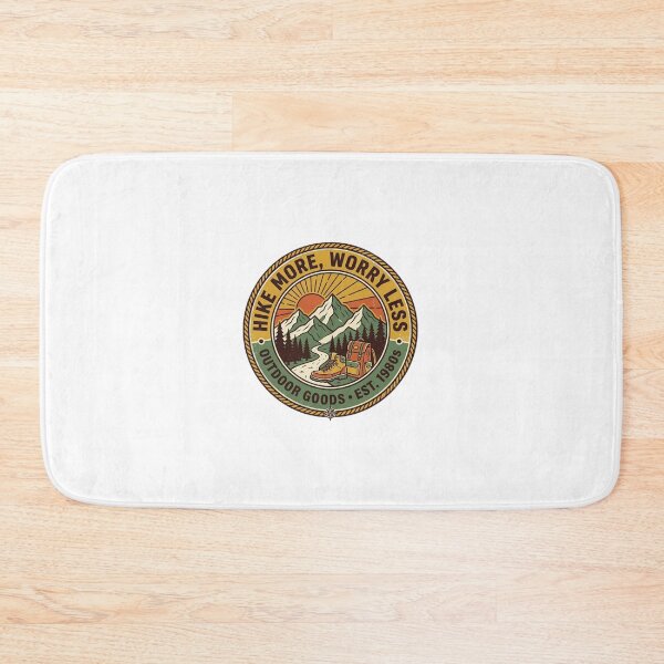 Item preview, Hike More Worry Less – Vintage Outdoor Goods Hiking Badge designed and sold by KERK Art and Design.