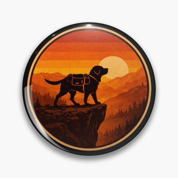Item preview, Hiking Labrador on Cliff – Vintage Sunset Adventure Emblem designed and sold by PawPrintCustom.