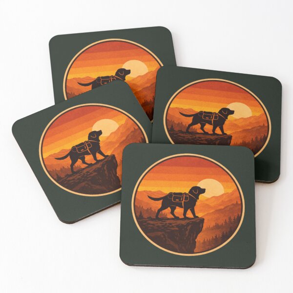 Item preview, Hiking Labrador on Cliff – Vintage Sunset Adventure Emblem designed and sold by PawPrintCustom.