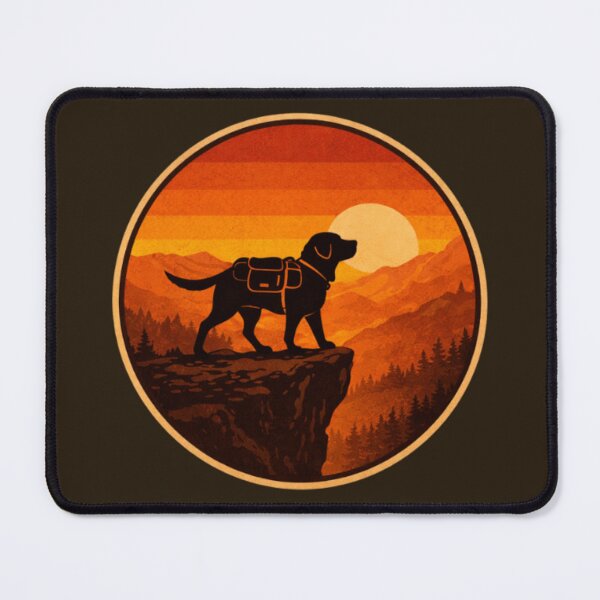 Item preview, Hiking Labrador on Cliff – Vintage Sunset Adventure Emblem designed and sold by PawPrintCustom.