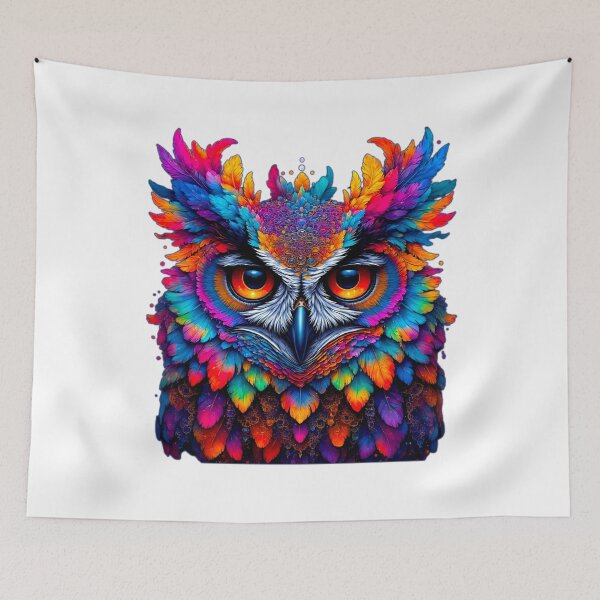 Item preview, Owl Trippy Rainbow Feather  designed and sold by Neer arts.