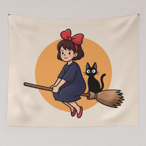 Item preview, Kiki’s Delivery Service Minimalist Poster – Retro Anime Witch Wall Art, Cute Studio Ghibli Inspired Illustration designed and sold by AbstractAuraArt.