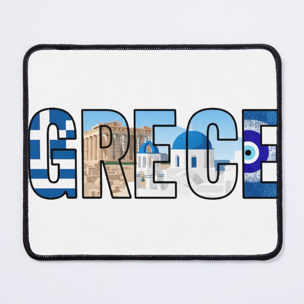 Item preview, Greece Typography With Cultural Symbols designed and sold by MIArt Studio.