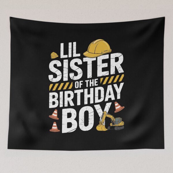 Item preview, Lil sister birthday boy matching family construction party designed and sold by angolinnArt.