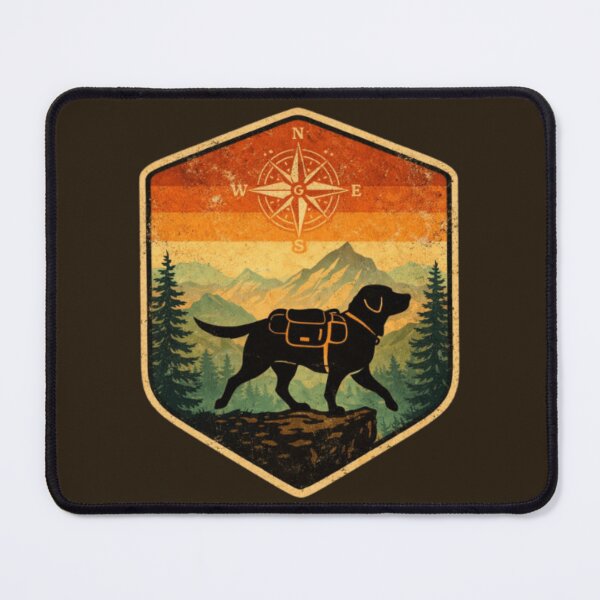 Item preview, Hiking Labrador Compass Badge – Retro Outdoor Explorer Design designed and sold by PawPrintCustom.