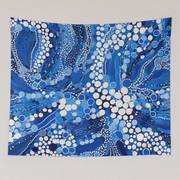 Item preview, Aboriginal Inspired Dot Art - With Beauty of White Blue Drops designed and sold by GrinGalore.
