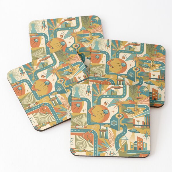 Item preview, Atomic Age Space Travel – Mid Century Modern Retro Pattern designed and sold by AI Experiment Lab.