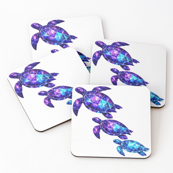 Item preview, Geometric Nebula Sea Turtle Trio in Indigo Violet Cerulean designed and sold by zoughlal.