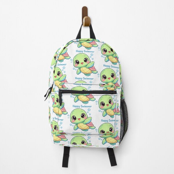Item preview, Kawaii Smiling Sea Turtle with Bubbles and “Happy Swimmer” designed and sold by zoughlal.