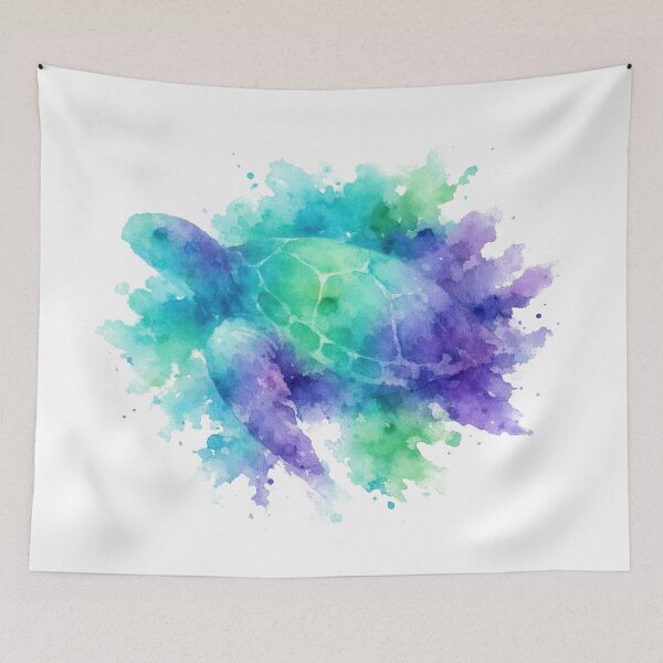 Item preview, Abstract Watercolor Sea Turtle Emerging from Ocean Bloom Splash designed and sold by zoughlal.