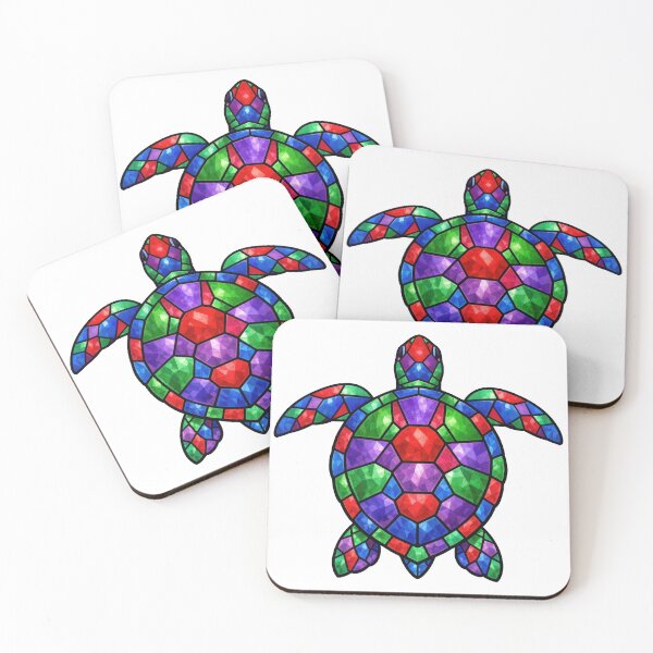Item preview, Stained Glass Sea Turtle in Jewel-Tone Geometric Mosaic designed and sold by zoughlal.