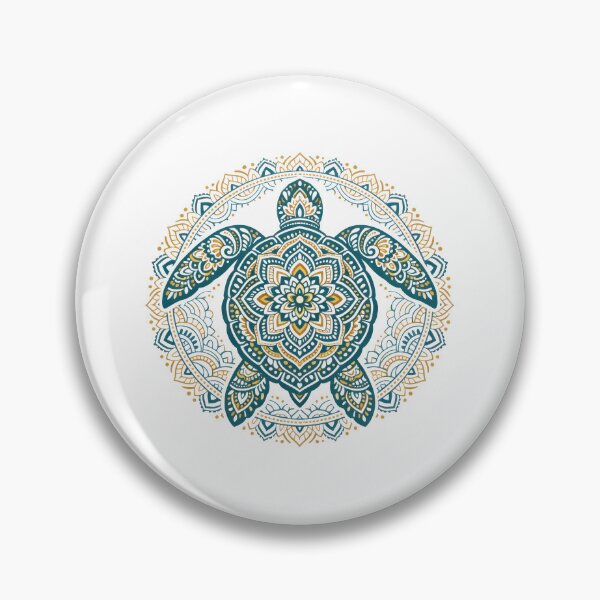 Item preview, Mandala Sea Turtle Linework in Teal and Gold Harmony designed and sold by zoughlal.
