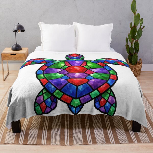 Item preview, Stained Glass Sea Turtle in Jewel-Tone Geometric Mosaic designed and sold by zoughlal.