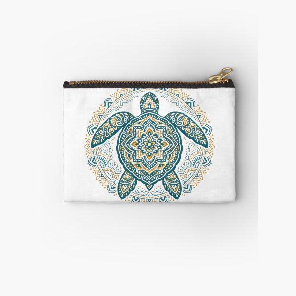 Item preview, Mandala Sea Turtle Linework in Teal and Gold Harmony designed and sold by zoughlal.