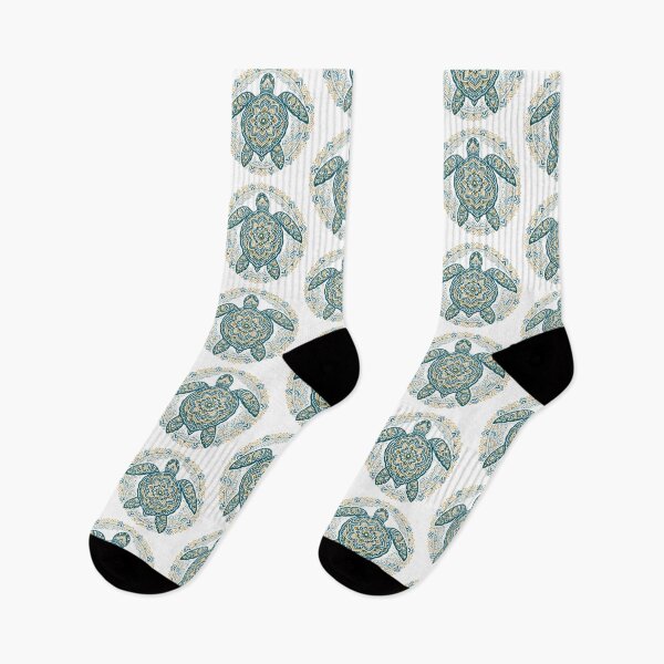 Item preview, Mandala Sea Turtle Linework in Teal and Gold Harmony designed and sold by zoughlal.