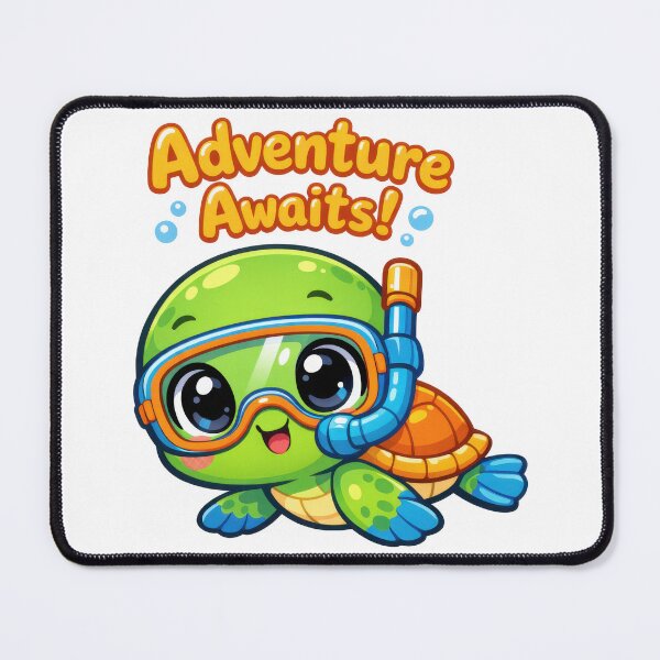 Item preview, Chibi Sea Turtle Snorkel Explorer with “Adventure Awaits!” designed and sold by zoughlal.