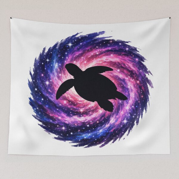 Item preview, Cosmic Vortex Sea Turtle Silhouette in Deep Space Swirl designed and sold by zoughlal.