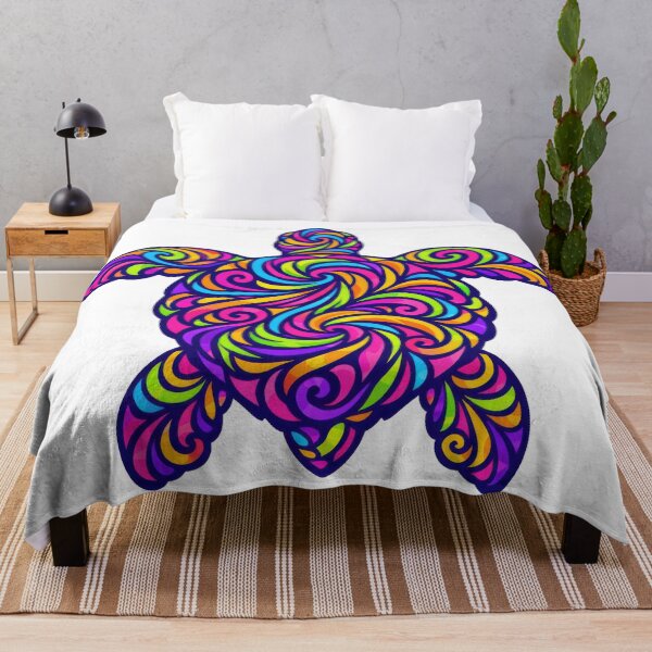 Item preview, Psychedelic Kaleidoscope Sea Turtle with Neon Swirl Patterns designed and sold by zoughlal.