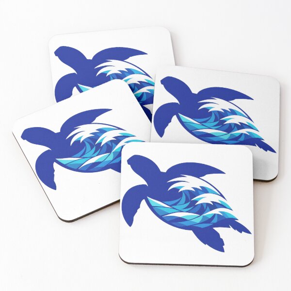 Item preview, Geometric Ocean Wave Sea Turtle with Negative Space Silhouette designed and sold by zoughlal.