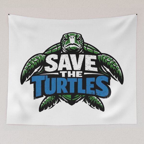 Item preview, Sea Turtle Conservation Message “Save the Turtles” Bold Stencil Style designed and sold by zoughlal.