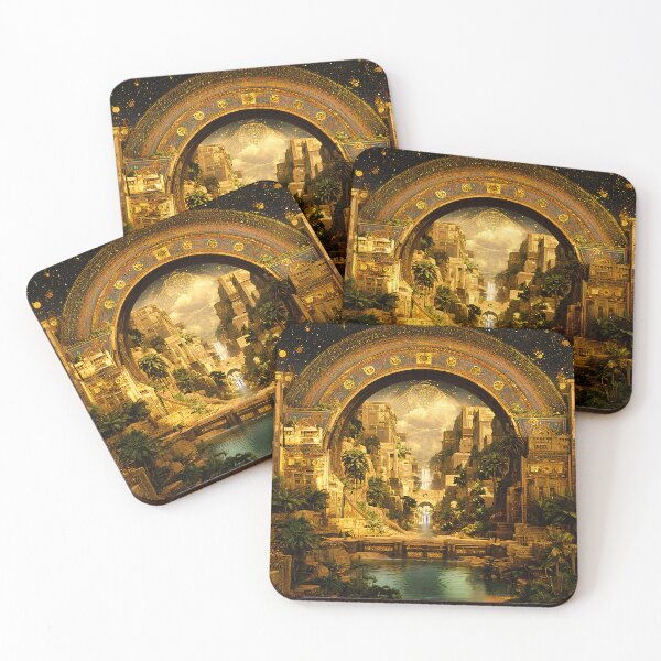 Item preview, Babylonian Portal | Golden Lost City Fantasy Art designed and sold by Stoneflower-Art.