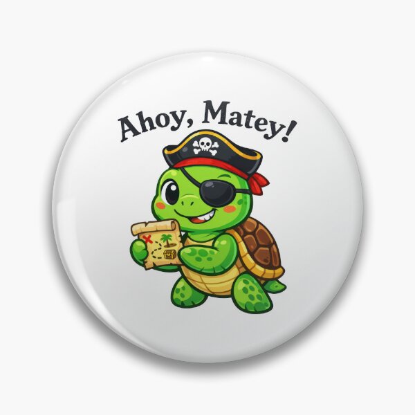 Item preview, Kawaii Pirate Sea Turtle with Treasure Map and “Ahoy, Matey!” designed and sold by zoughlal.