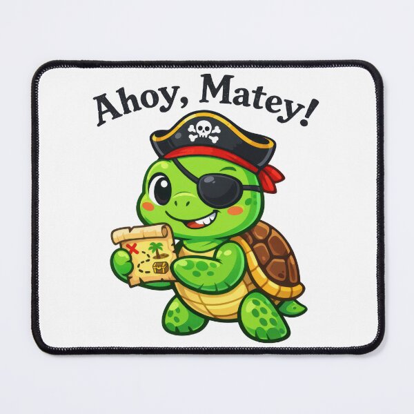 Item preview, Kawaii Pirate Sea Turtle with Treasure Map and “Ahoy, Matey!” designed and sold by zoughlal.